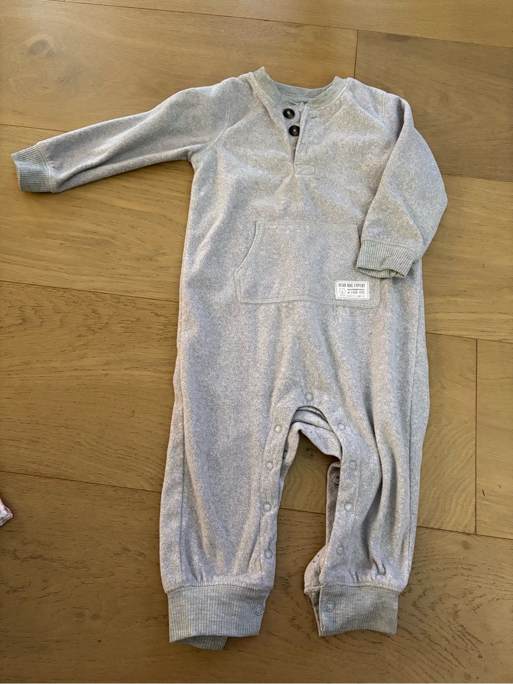 Carter's Light Grey Long-Sleeve Footed One-Piece